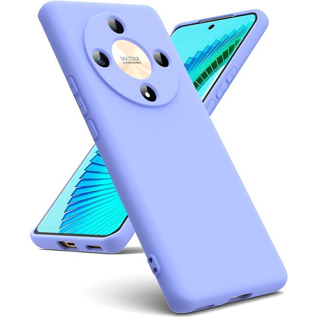 Husa pentru Honor Magic 6 Lite Liquid Silicone, subțire, captusita cu microfibra, anti amprentă, protectie cameră foto, mov