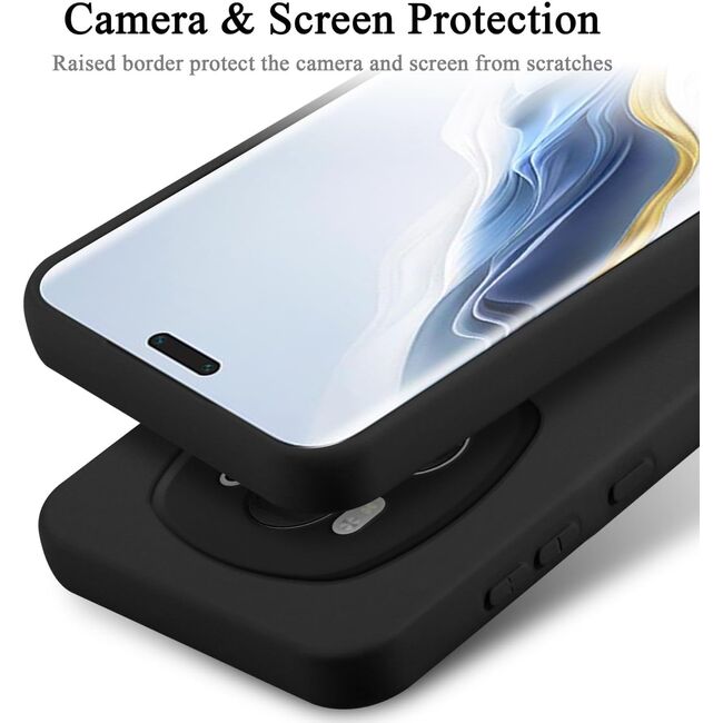Husa pentru Honor Magic 6 Pro Liquid Silicone, subțire, captusita cu microfibra, anti amprentă, protectie cameră foto, negru