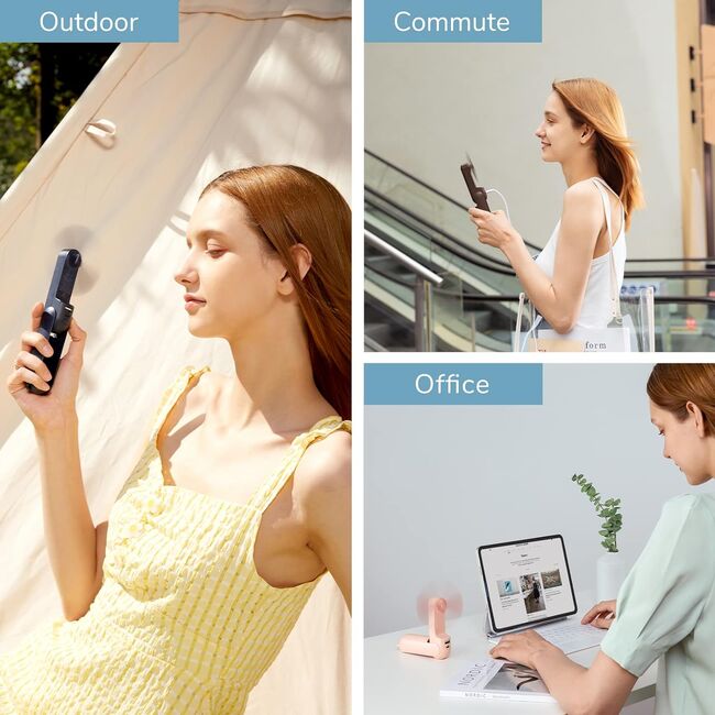 Ventilator portabil premium pliabil, 3 in 1, cu lanterna si acumulator extern 4500 mAh, max 40 ore de functionare, reincarcabil, USB-C, 3 viteze, alb
