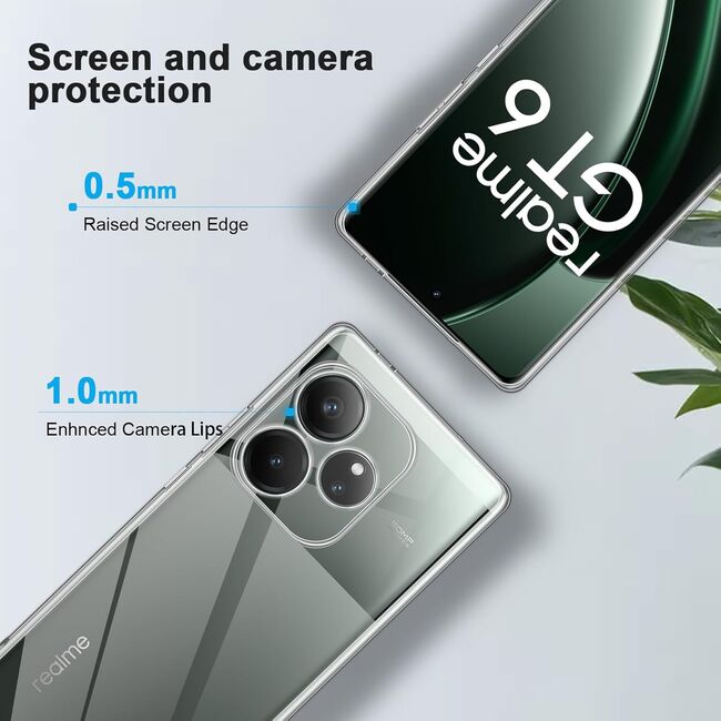 Husa pentru Realme GT 6 / GT 6T Anti-Shock 1.5mm, protectie lentile, transparent