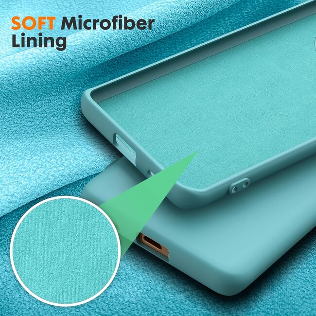 Husa pentru Honor Magic 6 Lite Liquid Silicone, subțire, captusita cu microfibra, anti amprentă, protectie cameră foto, turcoaz