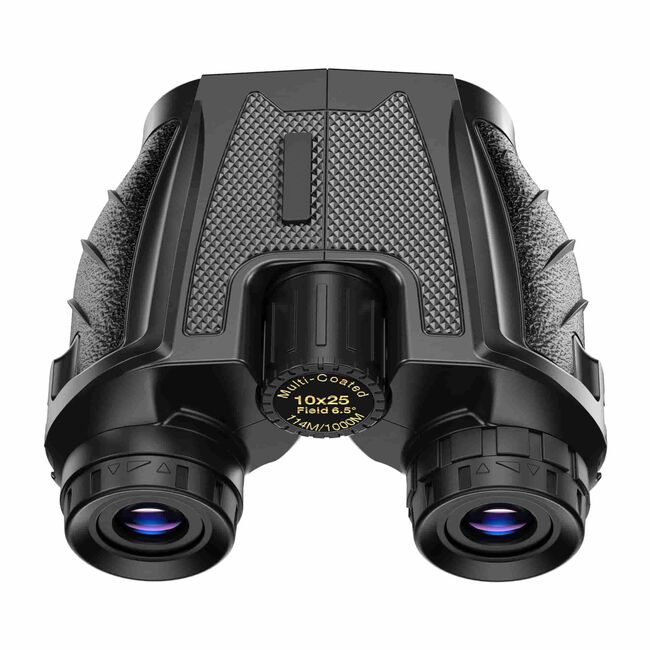 Binoclu 12 x 25 compact, Lentile Prism BAK4, Easy Focus, portabil, pentru vanatoare, hobby, sport, calatorii, negru