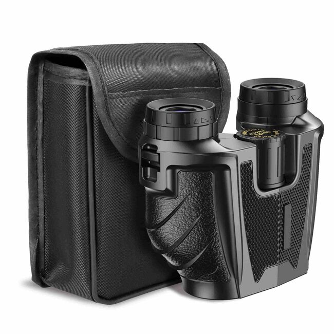 Binoclu 12 x 25 compact, Lentile Prism BAK4, Easy Focus, portabil, pentru vanatoare, hobby, sport, calatorii, negru