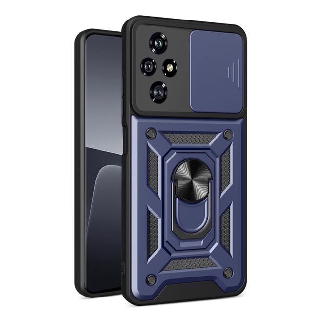 Husa pentru Honor 200 Pro Ring Armor Kickstand Tough Rugged Cover cu protectie camera, navy blue