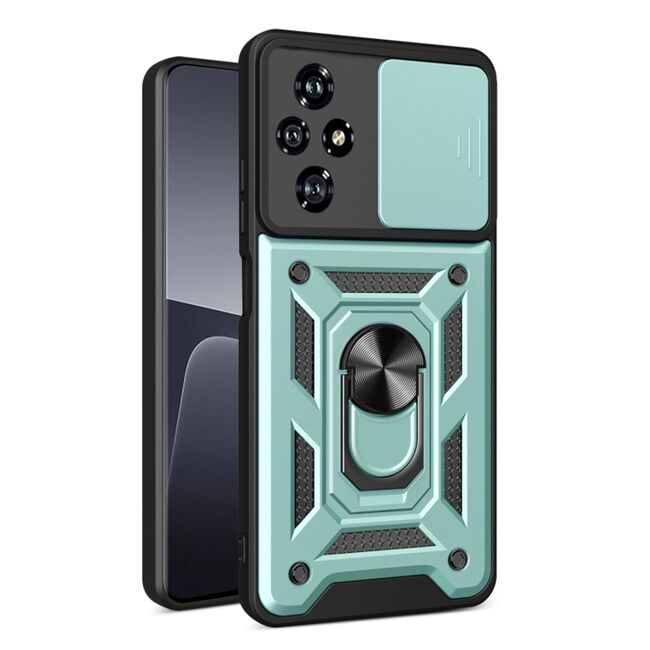 Husa pentru Honor 200 Pro Ring Armor Kickstand Tough Rugged Cover cu protectie camera, verde