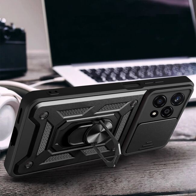 Husa pentru Honor 200 Pro Ring Armor Kickstand Tough Rugged Cover cu protectie camera, verde