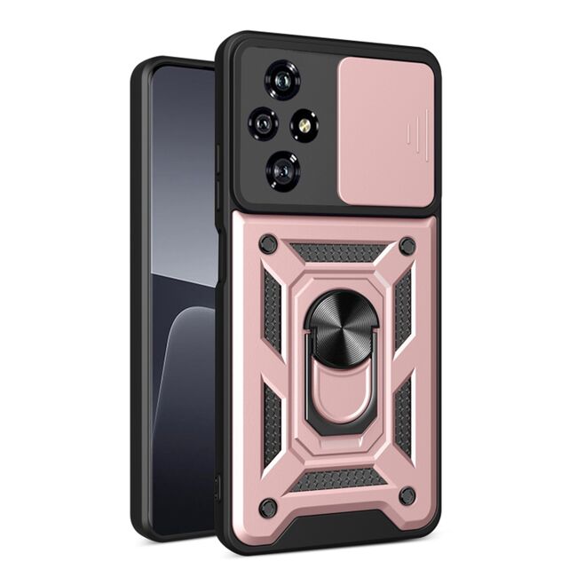 Husa pentru Honor 200 Pro Ring Armor Kickstand Tough Rugged Cover cu protectie camera, rose gold