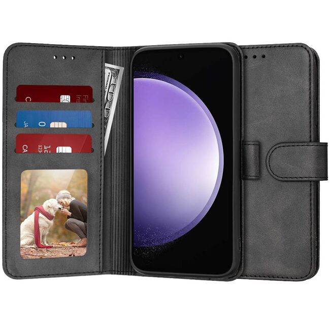 Husa pentru Samsung Galaxy S23 FE tip carte 360 Kickstand cu sloturi pentru card, negru