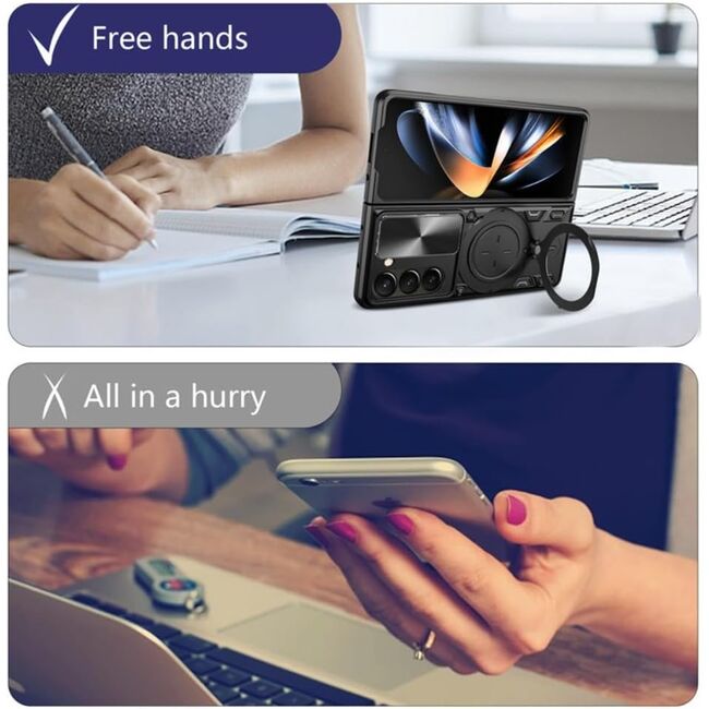 Husa pentru Samsung Galaxy Z Fold 6 Ring Holder Stand Shockproof, rose gold
