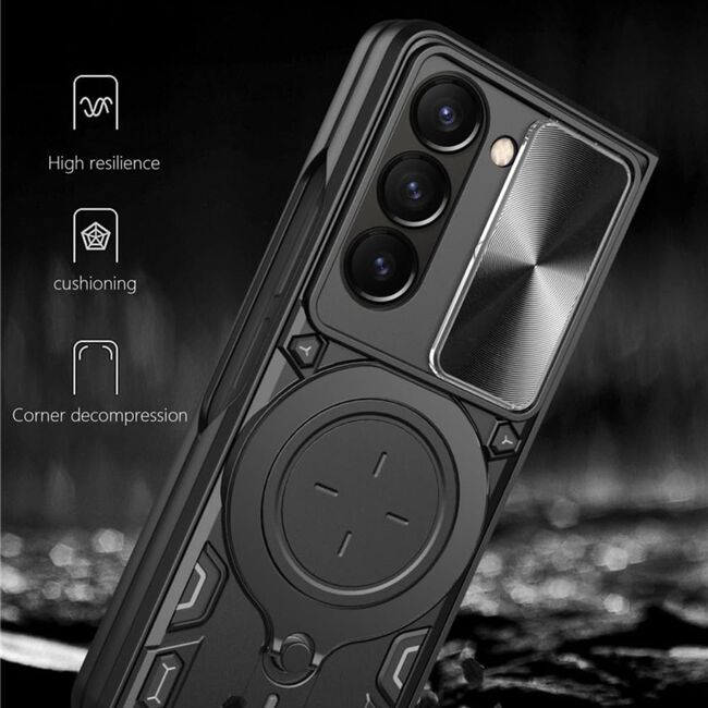Husa pentru Samsung Galaxy Z Fold 6 Ring Holder Stand Shockproof, negru