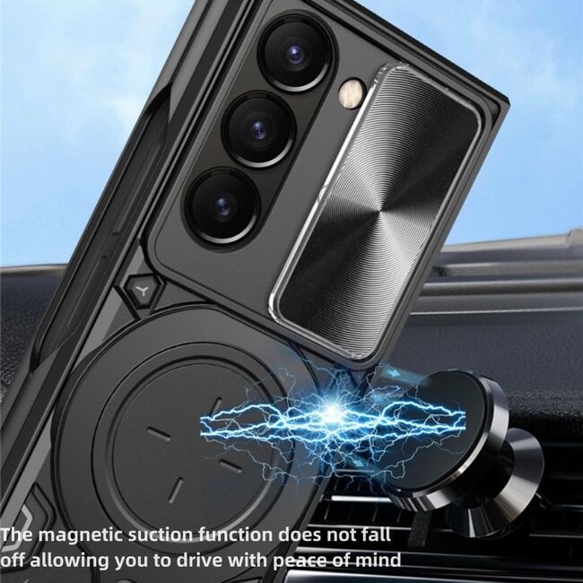 Husa pentru Samsung Galaxy Z Fold 6 Ring Holder Stand Shockproof, negru