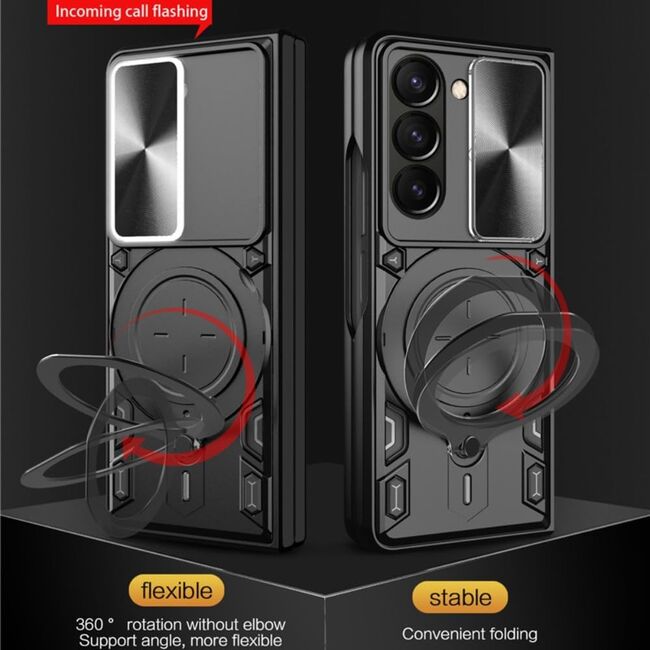 Husa pentru Samsung Galaxy Z Fold 6 Ring Holder Stand Shockproof, negru