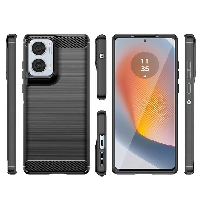 Husa pentru Motorola Moto G85 Carbon Liquid Silicone, negru