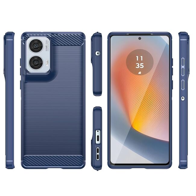 Husa pentru Motorola Moto G85 Carbon Liquid Silicone, navy blue