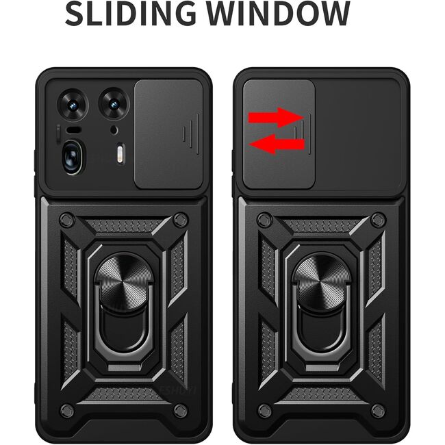 Husa pentru Motorola Edge 50 Ultra cu inel Ring Armor Kickstand Tough Rugged, negru