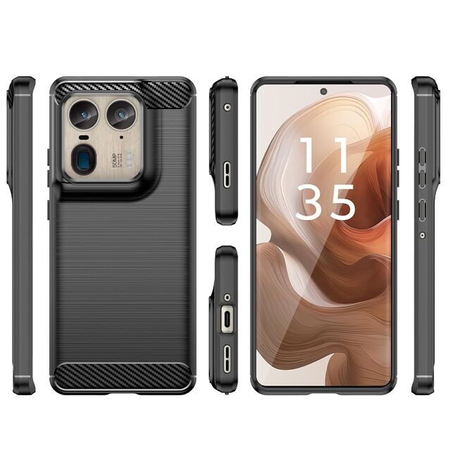 Husa pentru Motorola Edge 50 Ultra Carbon Liquid Silicone, negru