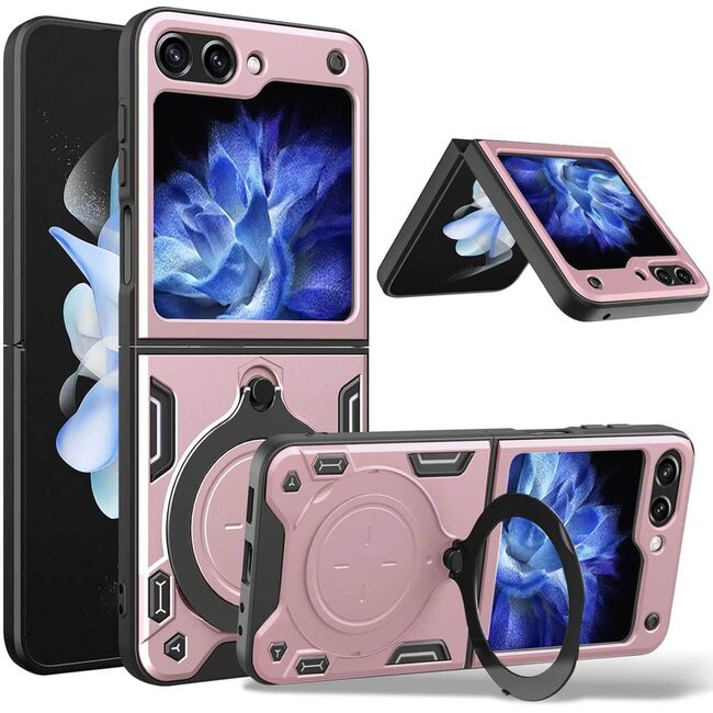 Husa pentru Samsung Galaxy Z Flip 6 Ring Holder Stand Shockproof, rose gold