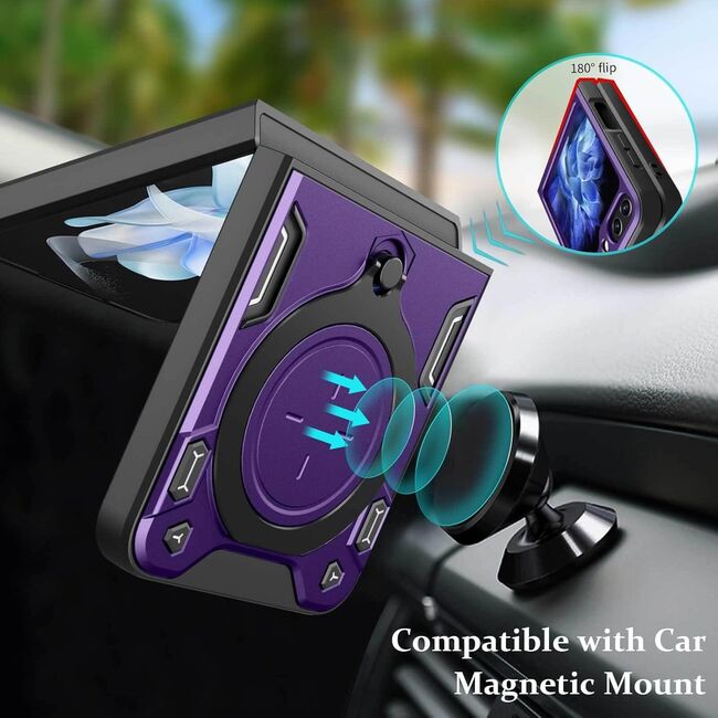 Husa pentru Samsung Galaxy Z Flip 6 Ring Holder Stand Shockproof, mov