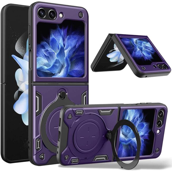 Husa pentru Samsung Galaxy Z Flip 6 Ring Holder Stand Shockproof, mov