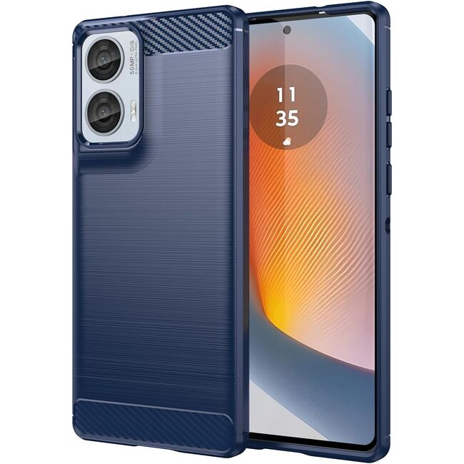 Husa pentru Motorola Moto G85 Carbon Liquid Silicone, navy blue