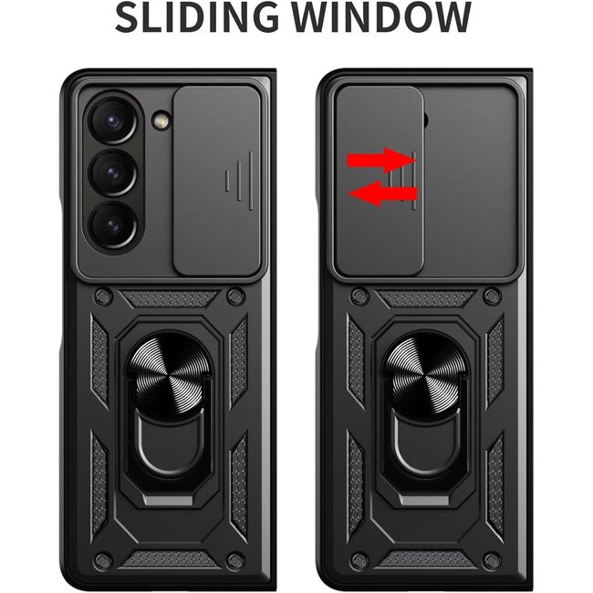 Husa pentru Samsung Galaxy Z Fold 6 cu inel Ring Armor Kickstand Tough, protectie camera, verde