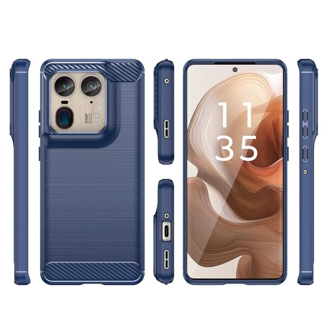 Husa pentru Motorola Edge 50 Ultra Carbon Liquid Silicone, navy blue