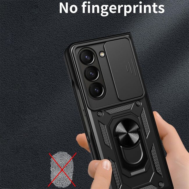 Husa pentru Samsung Galaxy Z Fold 6 cu inel Ring Armor Kickstand Tough, protectie camera, rose gold