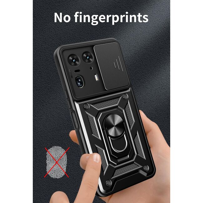 Husa pentru Motorola Edge 50 Ultra cu inel Ring Armor Kickstand Tough Rugged, negru