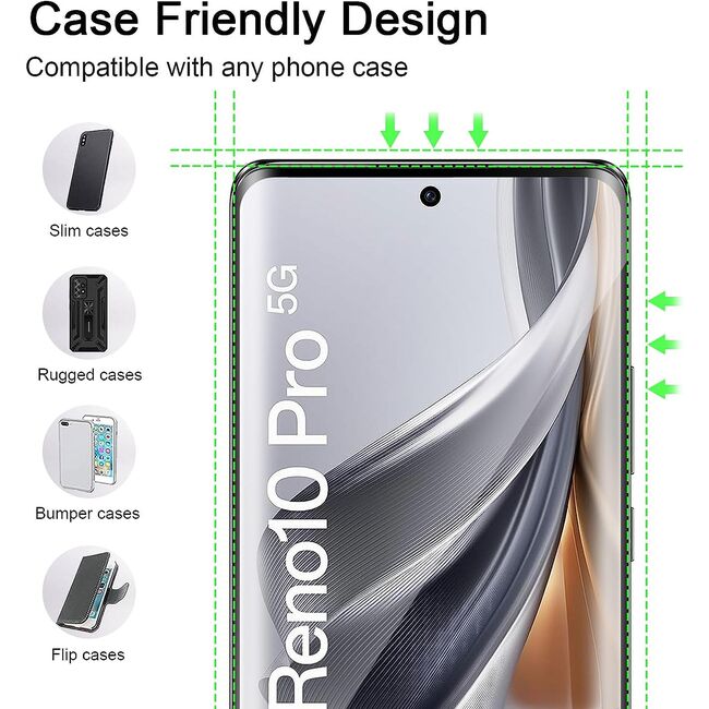 Folie din sticla pentru Oppo Reno 10 5G, Oppo Reno 10 Pro 5G, 111D Full Cover / Full Glue Glass / 3D Curved Screen, margini negre