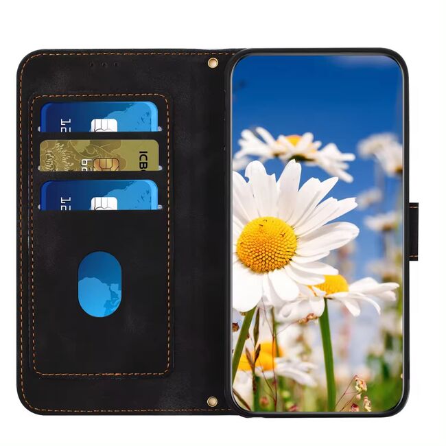 Husa tip carte pentru Honor 200 Pro, functie stand si port carduri, flower in the night