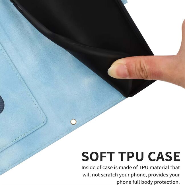Husa tip carte pentru Honor 200 Lite, functie stand si port carduri, blue