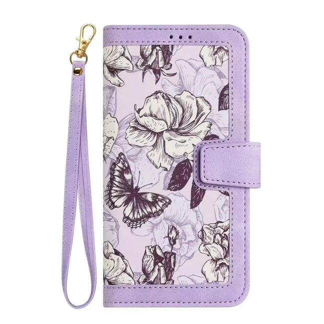 Husa tip carte pentru Honor 200 Pro, functie stand si port carduri, mov