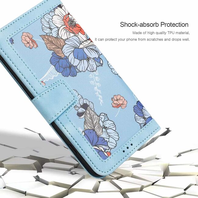 Husa tip carte pentru Honor 200 Pro, functie stand si port carduri, blue