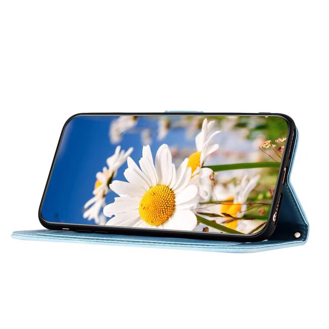 Husa tip carte pentru Honor 200 Lite, functie stand si port carduri, blue