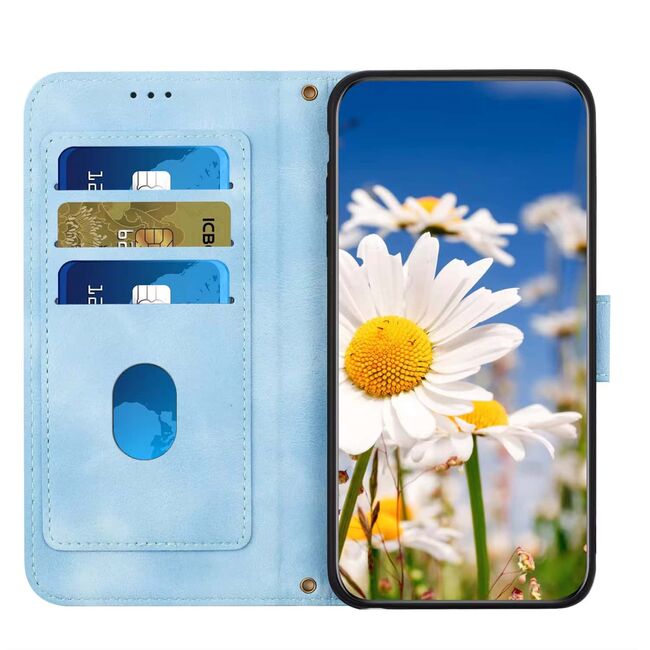 Husa tip carte pentru Honor 200 Lite, functie stand si port carduri, blue