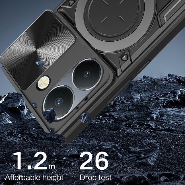 Husa pentru Honor 200 Pro cu protecție pentru cameră și suport magnetic integrat Ring Shockproof, rose gold