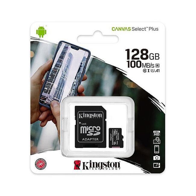 Card 128GB Kingston Canvas Select Plus cu adaptor, SDCS2/128GB