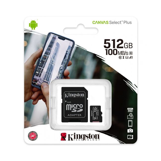 Card 512GB Kingston Canvas Select Plus cu adaptor, SDCS2/512GB