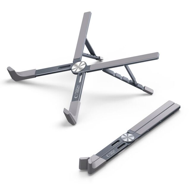 Stand Laptop Reglabil din Aluminiu ULS300 – Suport Rabatabil, Antialunecare, 5 Trepte de Înălțime, Compatibil până la 16” – Design Ergonomic și Portabil, gri inchis