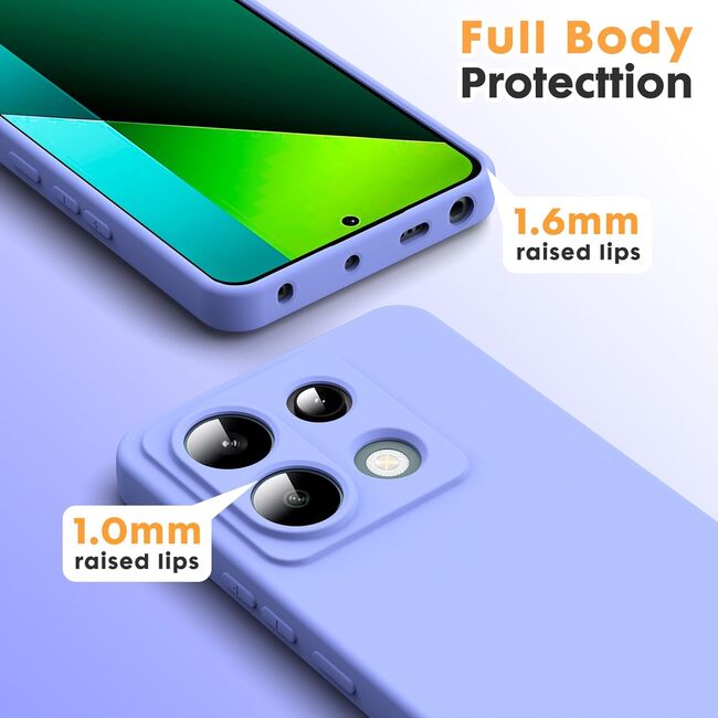 Husa pentru Xiaomi Redmi Note 13 Pro 5G Liquid Silicone, subțire, captusita cu microfibra, anti amprentă, protectie cameră foto, mov