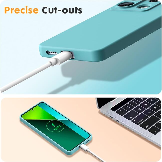 Husa pentru Xiaomi Redmi Note 13 Pro 5G Liquid Silicone, subțire, captusita cu microfibra, anti amprentă, protectie cameră foto, turcoaz