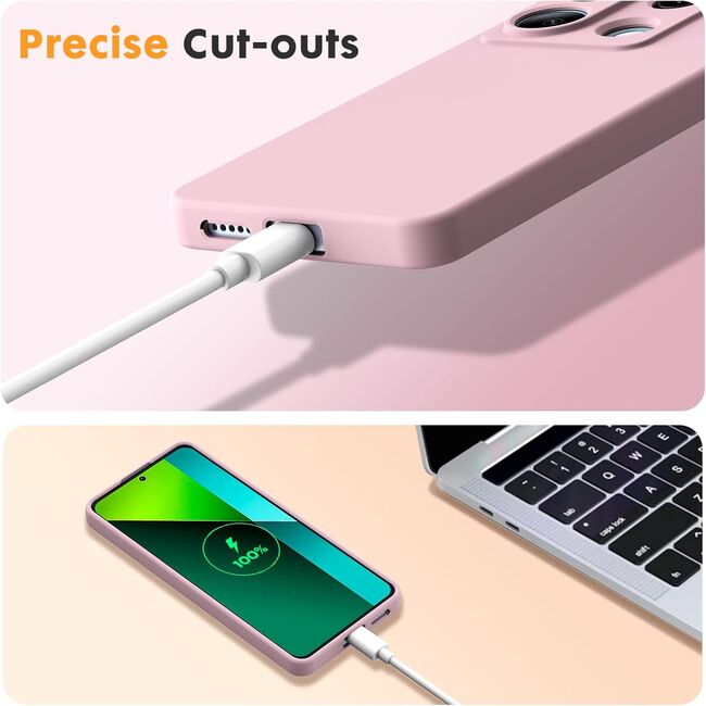 Husa pentru Xiaomi Redmi Note 13 Pro 5G Liquid Silicone, subțire, captusita cu microfibra, anti amprentă, protectie cameră foto, roz