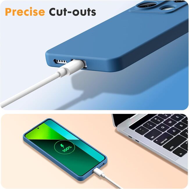Husa pentru Xiaomi Redmi Note 13 Pro 5G Liquid Silicone, subțire, captusita cu microfibra, anti amprentă, protectie cameră foto, albastru