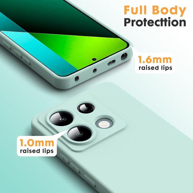 Husa pentru Xiaomi Redmi Note 13 Pro 5G Liquid Silicone, subțire, captusita cu microfibra, anti amprentă, protectie cameră foto, mint green