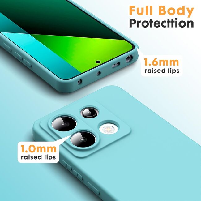 Husa pentru Xiaomi Redmi Note 13 Pro 5G Liquid Silicone, subțire, captusita cu microfibra, anti amprentă, protectie cameră foto, turcoaz