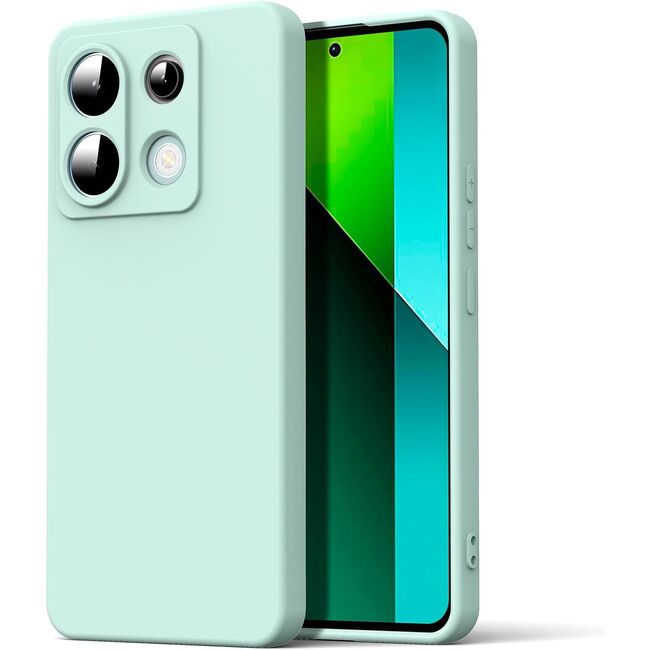 Husa pentru Xiaomi Redmi Note 13 Pro 5G Liquid Silicone, subțire, captusita cu microfibra, anti amprentă, protectie cameră foto, mint green