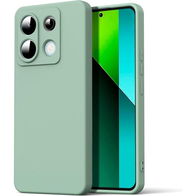 Husa pentru Xiaomi Redmi Note 13 Pro 5G Liquid Silicone, subțire, captusita cu microfibra, anti amprentă, protectie cameră foto, verde