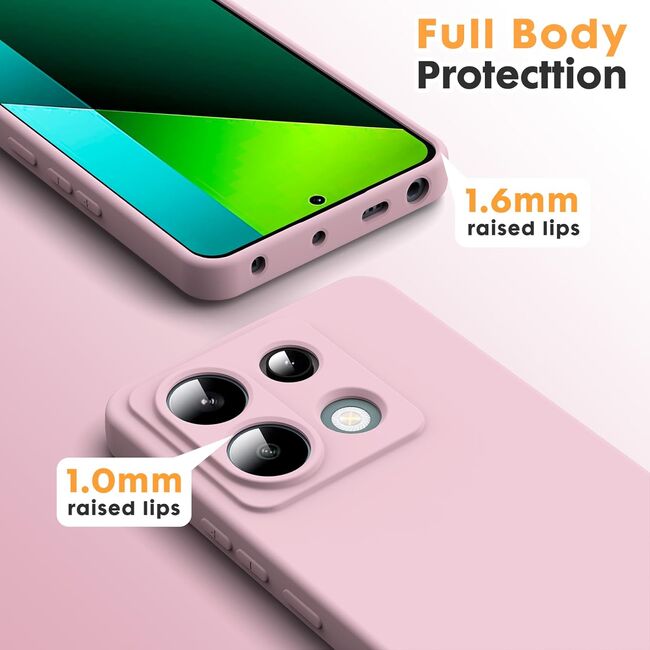 Husa pentru Xiaomi Redmi Note 13 Pro 5G Liquid Silicone, subțire, captusita cu microfibra, anti amprentă, protectie cameră foto, roz