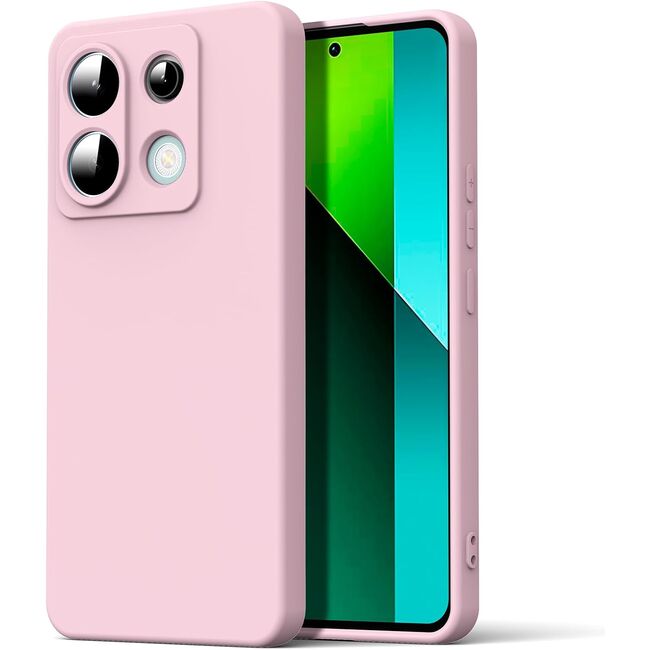 Husa pentru Xiaomi Redmi Note 13 Pro 5G Liquid Silicone, subțire, captusita cu microfibra, anti amprentă, protectie cameră foto, roz