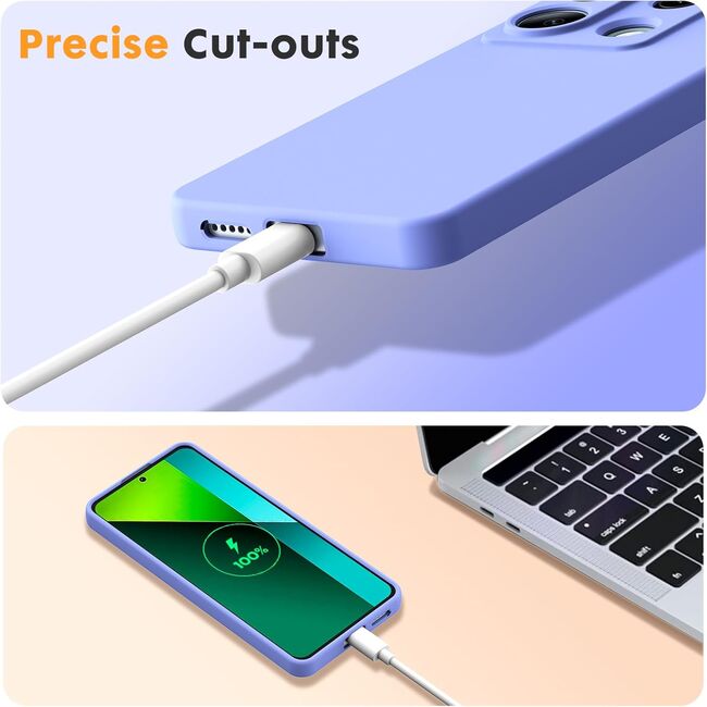 Husa pentru Xiaomi Redmi Note 13 Pro 5G Liquid Silicone, subțire, captusita cu microfibra, anti amprentă, protectie cameră foto, mov